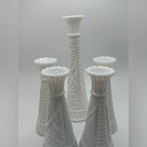 Milk Glass Bud Vase Lot of 5